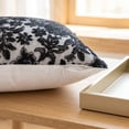 thumbnail image 2 of Unique Bargains Elegant Vintage Floral Throw Pom-Pom Pillow Covers Black 18" x 18", 2 of 7