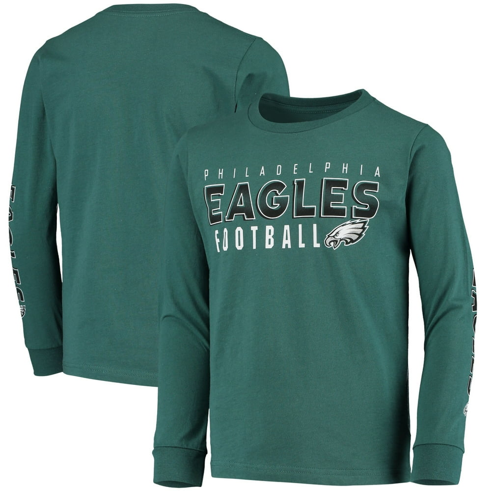 Youth Midnight Green Philadelphia Eagles Hit Long Sleeve TShirt