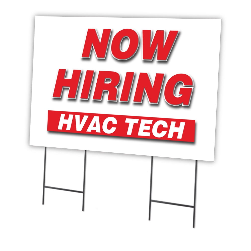 Now Hiring Hvac Tech Yard Sign & Stake outdoor plastic coroplast window