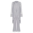 thumbnail image 6 of LiiYii Women 3 Piece Chiffon Pant Suits Plus Size Mother of The Bride Outfits Wedding Guest Dress Suits Evening Party Gowns 001 Gray L, 6 of 8