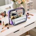 thumbnail image 7 of Standing Pencil Case with Base Large Capacity Stationery Pouch Pen Bag with Zipper for Women Men Light Purple and Blue Ink Mist, 7 of 7