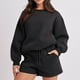 thumbnail image 4 of ICHUANYI ClearanceWomen Fashion Round-Neck Blouse Long Sleeve Tops Sweatshirt Shorts Casual Suit Sets(Black, XL) ICHUANYI WER20232080505852, 4 of 9