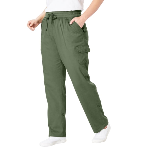 Woman Within Convertible 2-in-1 Cargo Pant & Capri Elastic Waist