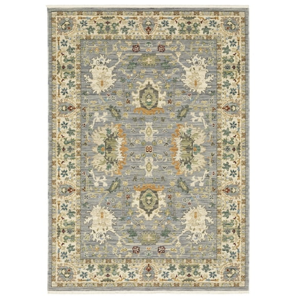 Woven Trends Cabana - 2063L - Classic Traditional Style, Vintage Persian Pattern, Pet & Family Friendly, Living Room, Dining Room, Office, Power Loomed, Low Pile Wool Area Rug in Blue - 2' x  3'
