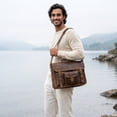 thumbnail image 2 of SHARO Men's Traditional Laptop Leather Brief and Messenger Bag, Interior Sleeves, Adjustable Strap, 2 of 8
