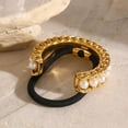 thumbnail image 7 of Stainless Steel 18K Gold Twist Pearl Chain Hair Ties, Ponytail Hair Cuff Hairties No Damage, Ellipse Elastic Hair Bands, Women Glossy Ponytail Holders,Geometric Gold Hair Rope Accessories(1PC, Gold), 7 of 7