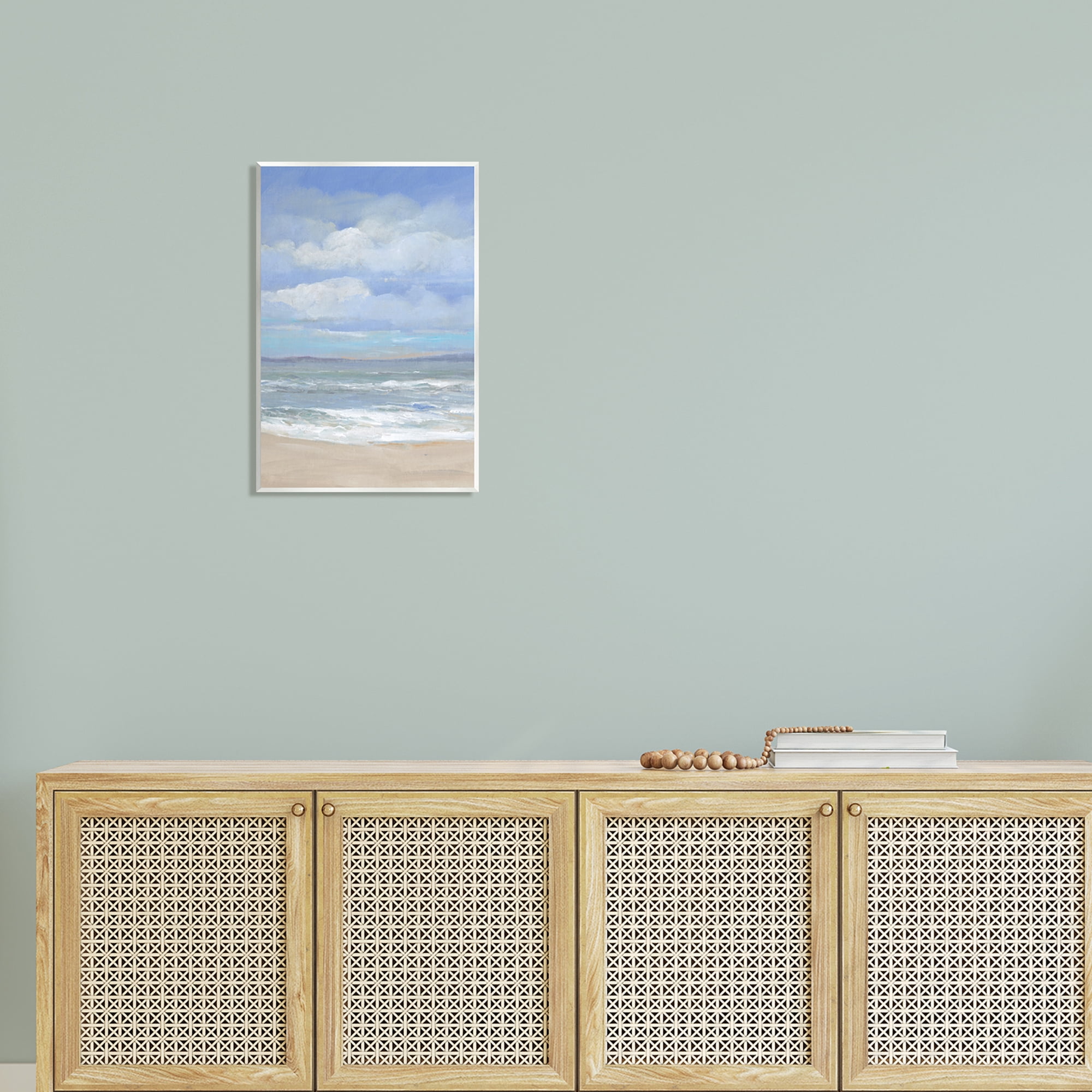 Stupell Cloudy Ocean Bay Shoreline Landscape Painting Wall Plaque Unframed Art Print Wall Art