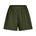thumbnail image 6 of ITSAME Womens Plus Size Shorts, Loose Elastic Waist Cotton Linen Casual Shorts with Pockets Army Green 3XL, 6 of 6