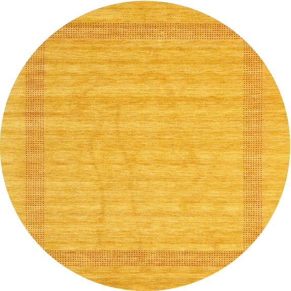 Ahgly Company Machine Washable Indoor Round Contemporary Deep Yellow Area Rugs, 6' Round