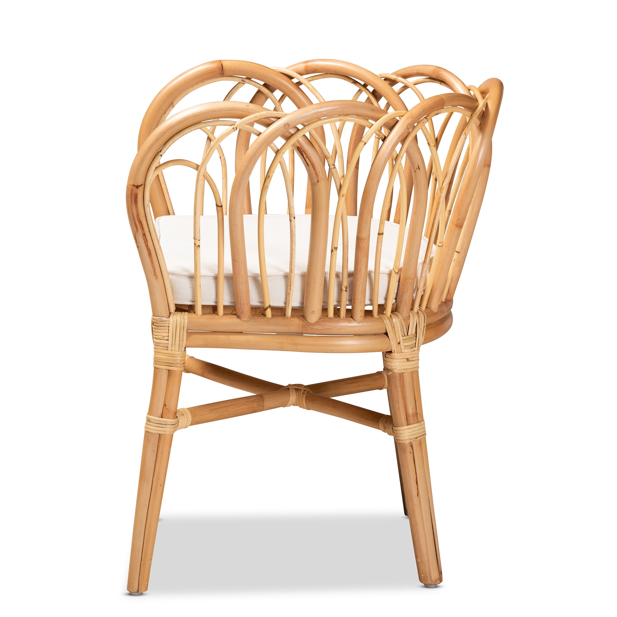 bali & pari Melody Natural Rattan Accent Chair with Removable Cushion, Modern Tropical Design