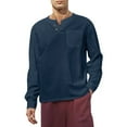 thumbnail image 4 of Men Solid V Neck Shirt Loose Long Sleeve Blouse, 4 of 6