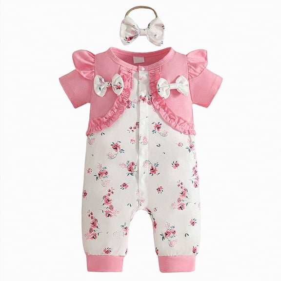 Kogui Toddler Girls Rompers Toddler Girls Clothes Romper Summer Jumpsuit Cute Adjustable Strap Girls Outfits 0 3 6 9 12 18 24 Months (Pink,9-12 Months)