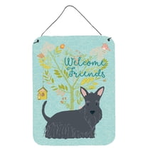 Carolines Treasures BB7616DS1216 Welcome Friends Scottish Terrier Wall or Door Hanging Prints 12x16 multicolor