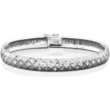 Sterling Silver Omega Diamond-Cut Flex Bracelet, 7.50