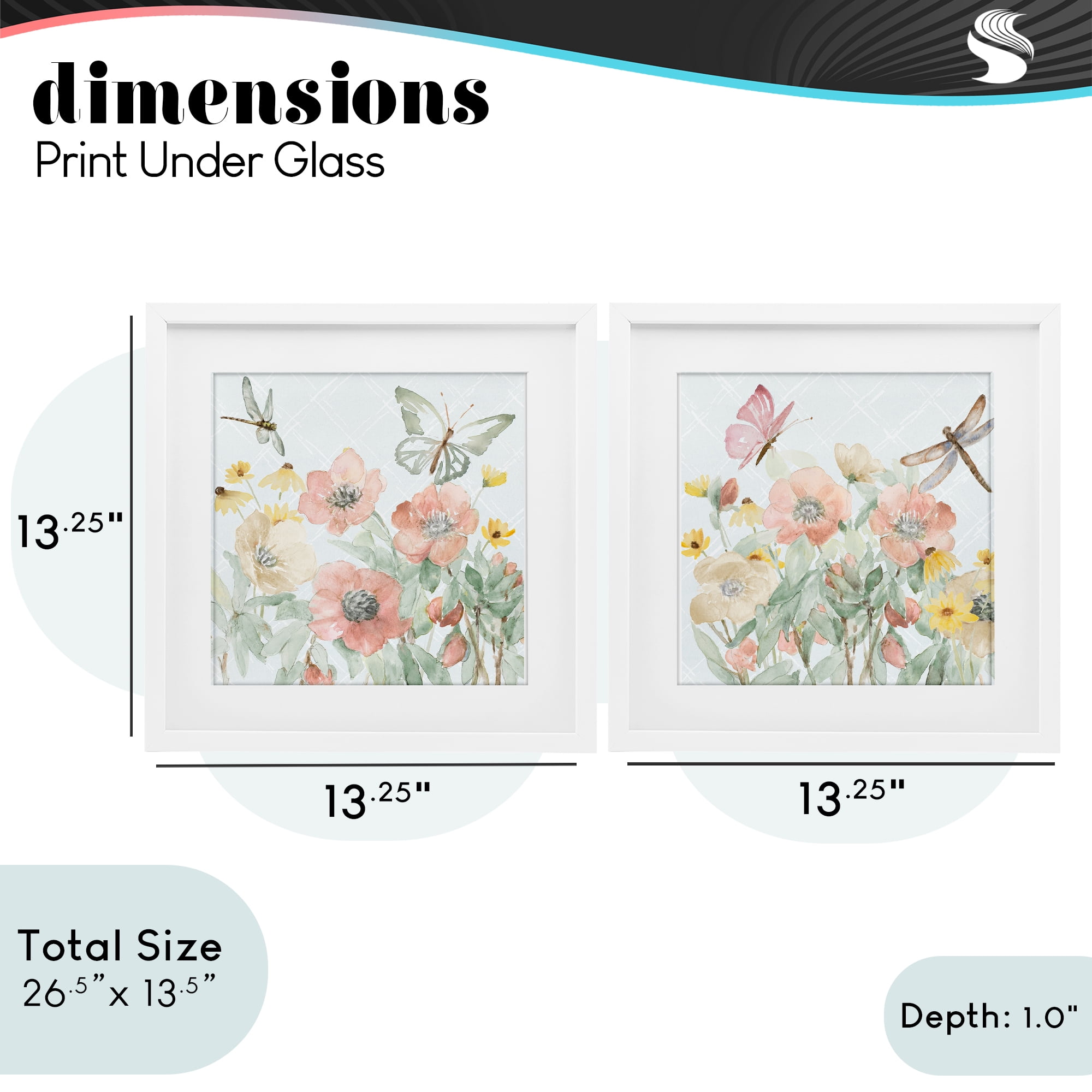 Stupell Industries Delicate Garden Joy 2 Piece White Framed Print Under Glass Set, design by Lanie Loreth
