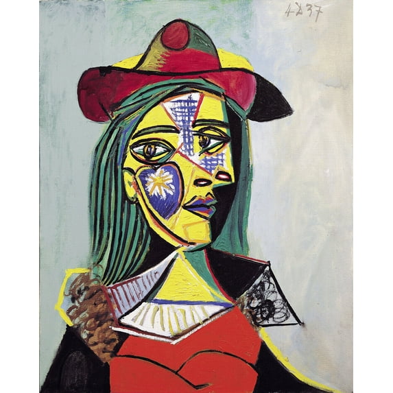 Woman in Hat and Fur Collar- Picasso - CANVAS OR PRINT WALL ART