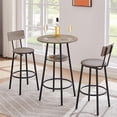 thumbnail image 3 of Bar Table and Chairs Set,Round Bar Table with 2 Bar Stools, Small 2-Tier Round Bistro Pub Dining Table, PU Upholstered Stools, 23.62'' W x 23.62'' D x 35.43'' H,Grey, 3 of 6