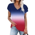 thumbnail image 4 of Quinlirra Womens Tops Clearance Women's Fashion Printed V Neck Short Sleeve T-shirt Blouse Loose Tops, 4 of 6