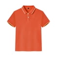 thumbnail image 4 of Lumtrix Boys Solid Uniform Short-Sleeve Polo Shirt | Breathable Short Sleeve Tops Collared Button Down Tees Saffron 130, 4 of 6