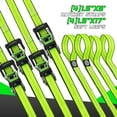 thumbnail image 3 of Motorcycle Ratchet Tie Down Straps (4PK, 1.5" x 8') - 5,250lb Break Strength, Premium Cam Buckle Ratcheting Tie-Down Set for Trucks, Trailers & Moving, 3 of 8