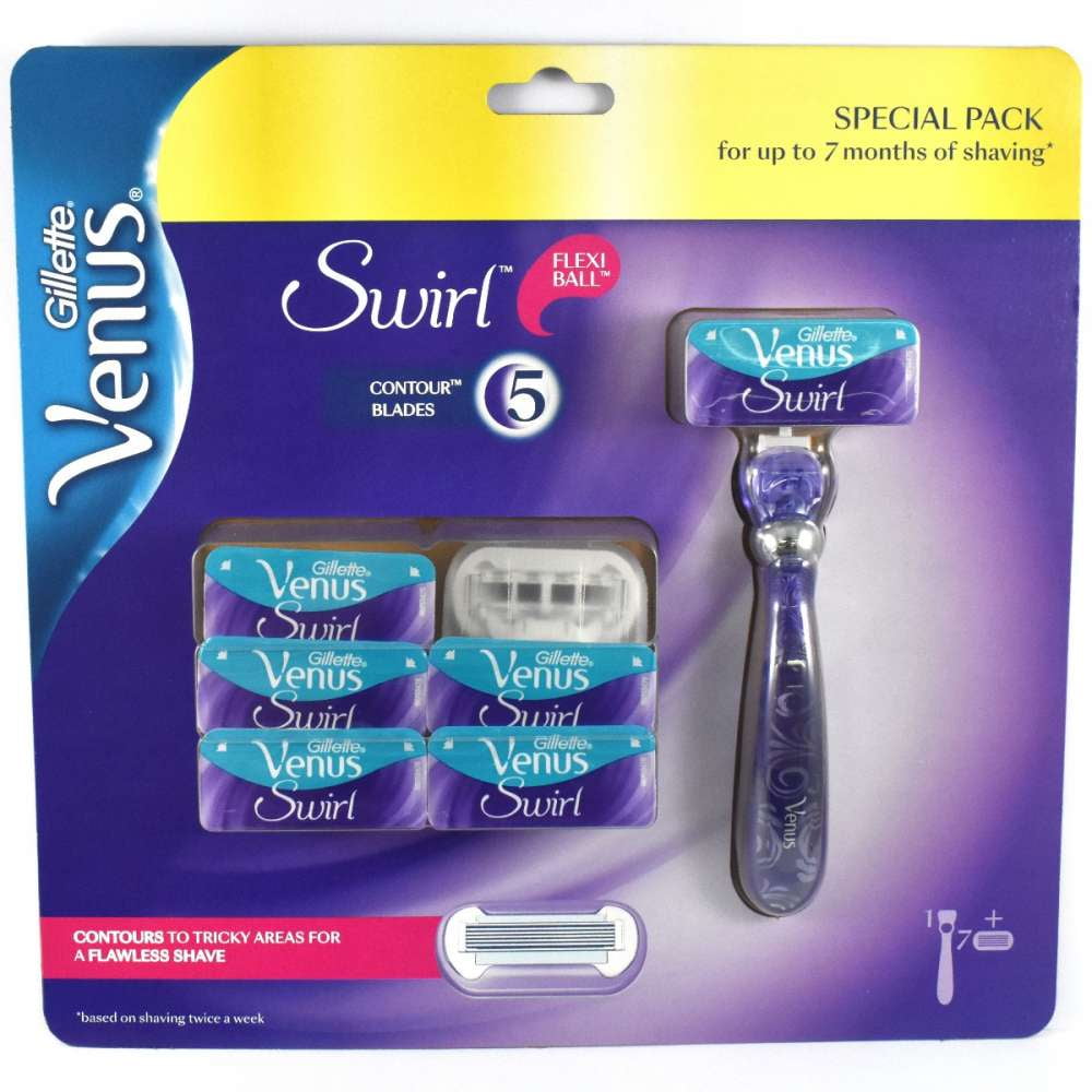 Gillette Venus Swirl 1 Razor with 7 Refill Blades