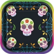 Sugar Skull Day of the Dead Halloween Party Paper Dessert Plates, 7in, 10ct