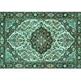 thumbnail image 1 of Ahgly Company Machine Washable Indoor Rectangle Persian Turquoise Blue Traditional Area Rugs, 2' x 5', 1 of 4