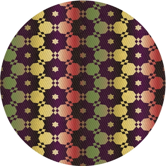 Ahgly Company Indoor Round Patterned Cinnamon Brown Area Rugs, 8' Round