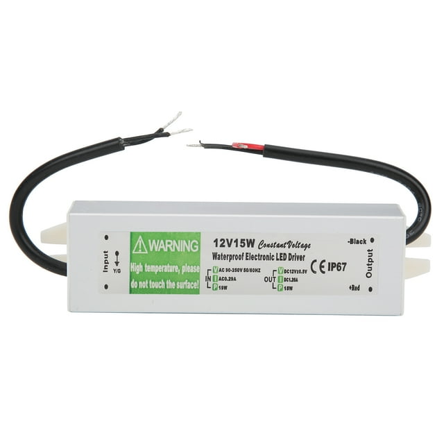 15W Waterproof Power Supply, LED Power Supply Driver, Anti-Corrosion Low DC Ripple Ultra-Thin AC90-250V For LED Spotlights LED Light Bars DC12V