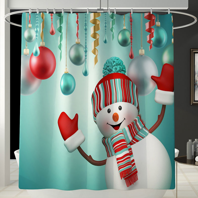 Merry Christmas Santa Claus Shower Curtain Bathroom Curtain Bath Xmas