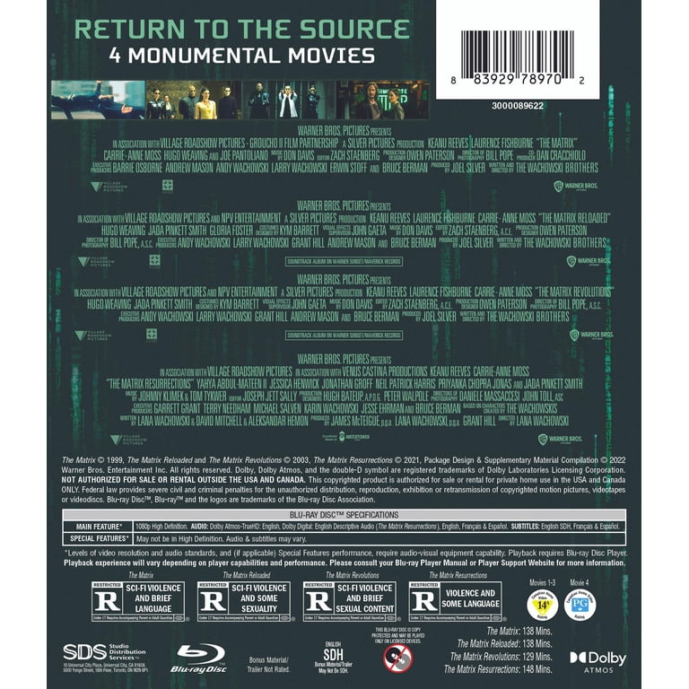 Warner Bros. The Matrix Trilogy: 4-Film Déjà Vu Collection (Blu