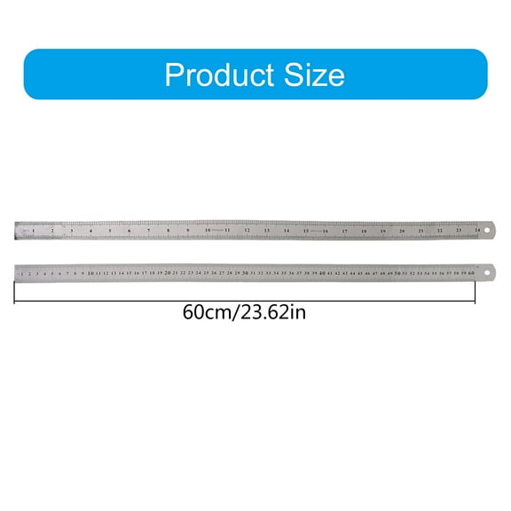 Hukai Practical 24 Inch/60CM Metal Ruler with Inch and for Cm Graduations Stainless Steel