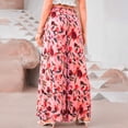 thumbnail image 4 of eileial Women Wide Leg Pants High Waisted Floral Boho Palazzo Culottes Casual Flowy Tie Knot Trousers with Pockets,Hot Pink XXL, 4 of 6