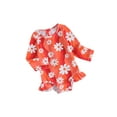 thumbnail image 1 of Sunloudy Kids Girls Rash Guard Swimsuit Rompers Long Sleeve Daisy Print Toddler Ruffles Bathing Suit Swimwear, 1 of 7