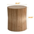 thumbnail image 2 of 24.02"H Tea Table with Vertical Texture Relief Pattern Design, Retro Style Cylindrical Coffee Table with 110LBS Weight Capacity, Multifunctional Coffee Table for Living Room, Bedroom, Natural, 2 of 9