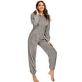 thumbnail image 2 of KelaJuan Women Thick Plush Sleeping Romper with Bear Ear Hat, Long Sleeve Zipper Hooded Jumpsuit for Autumn, Winter, 2 of 7