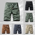 thumbnail image 1 of Shorts de Course pour Hommes Taille Élastique Jambe Droite Extérieur Décontracté Bermuda Cargo Gris 36, 1 of 4