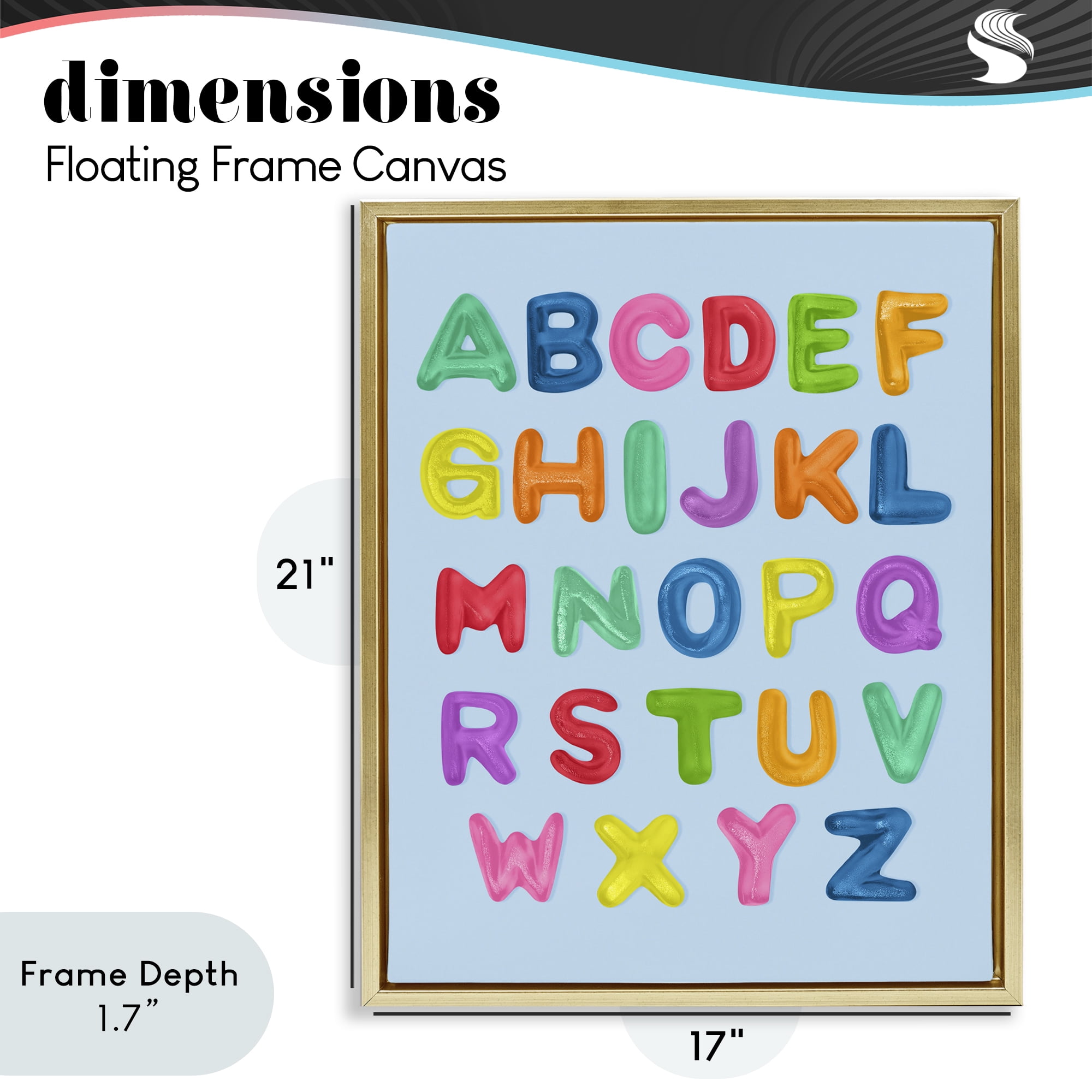 Stupell Industries Gummy Candy Alphabet Gold Framed Floater Canvas Wall Art, design by LISH Creative