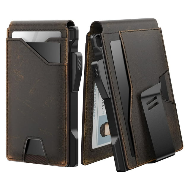 Cartera tipo pop-up con soporte para tarjetas y bloqueo RFID, delgada