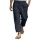 thumbnail image 2 of Pantalones largos de poliéster para hombre, moda masculina, color liso, informales, con bolsillos y cintura elástica y cordón ajustable., 2 of 6
