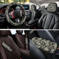 thumbnail image 4 of Binienty Grey Camo Car Seat Covers Full Set Front and Rear Seat Cover Set with 15 Inch Steering Wheel Cover Headrest Covers Seatbelt Pads Armrest Cushion Pad Keychain Car Interior Decor, 4 of 8