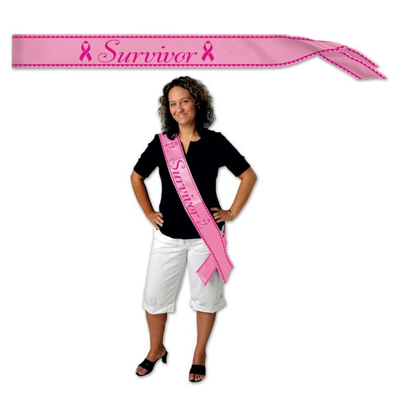Party Central Pack of 6 Pink "Survivor" Printed Sash Party Favors 33"