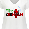thumbnail image 4 of Inktastic Merry Christmas Buffalo Plaid Cross with Snowflakes Women's Plus Size V-Neck T-Shirt, 4 of 5