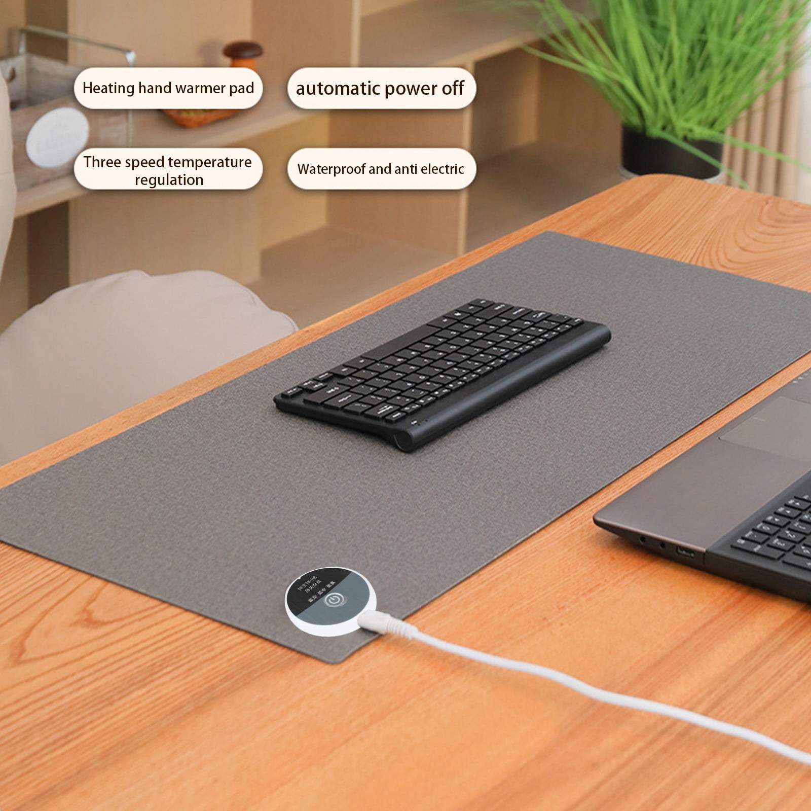 Heated Mouse Pad Desk Warmer - 31.49x12.9in Office Desktop Heating Mat, 35-55°C Constant Temperature Hand Warmer with Auto Shutoff, Non-Slip Table Mat for Home Winter Use