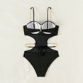 thumbnail image 4 of Uaswgudfs Women's One-Piece Swimsuit with Underwire Support, Side Cutouts, Decorative Chains, and Lower Cutouts for Pool Beachwear Black L, 4 of 6