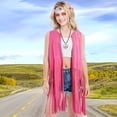 thumbnail image 5 of Alaiyaky Hippie Costume Set for Women, 70s Fancy Dress Ladies, Pink Fringe Vest with Sunglasses Headband, Hippie Disco Costume Accessories for Halloween Carnival Party, 5 of 7