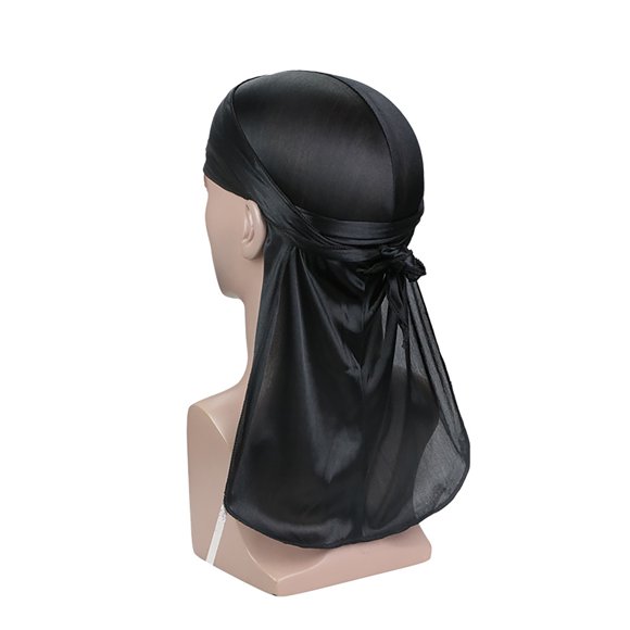 TOPTIE Durag Soyeux, Bandeaux Extra Longs à Grand Queue pour Vagues 360 Do-Rag-Noir