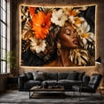 thumbnail image 6 of Woman with Cream White Flowers Portrait Tapestry Wall Hanging, 6 of 7