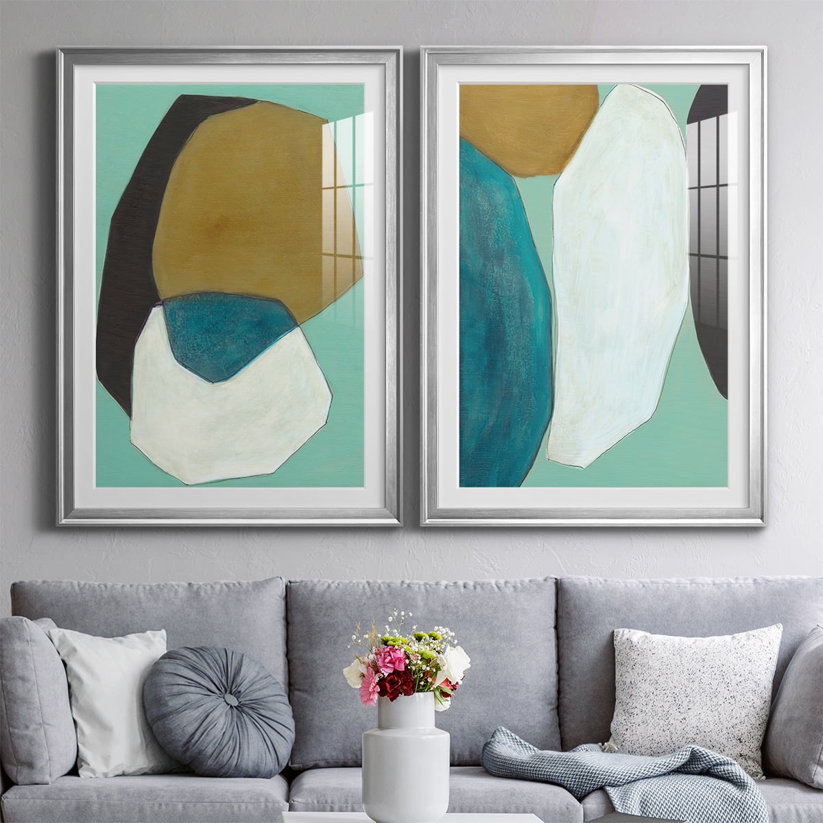 Wexford Home Boulder I Premium Framed Print, 30.5" x 42.5" - Ready to Hang, Silver (Set of 2)