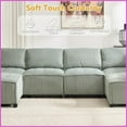 thumbnail image 5 of Modern Mint Green Corduroy Modular Sectional Sofa - 6-Seat U-Shaped with Reversible Chaise, Removable Covers for Living Room, 5 of 22